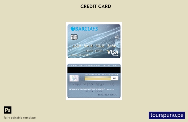 listo para imprimir plantilla de tarjeta clásica de visa bancaria Barclays del R